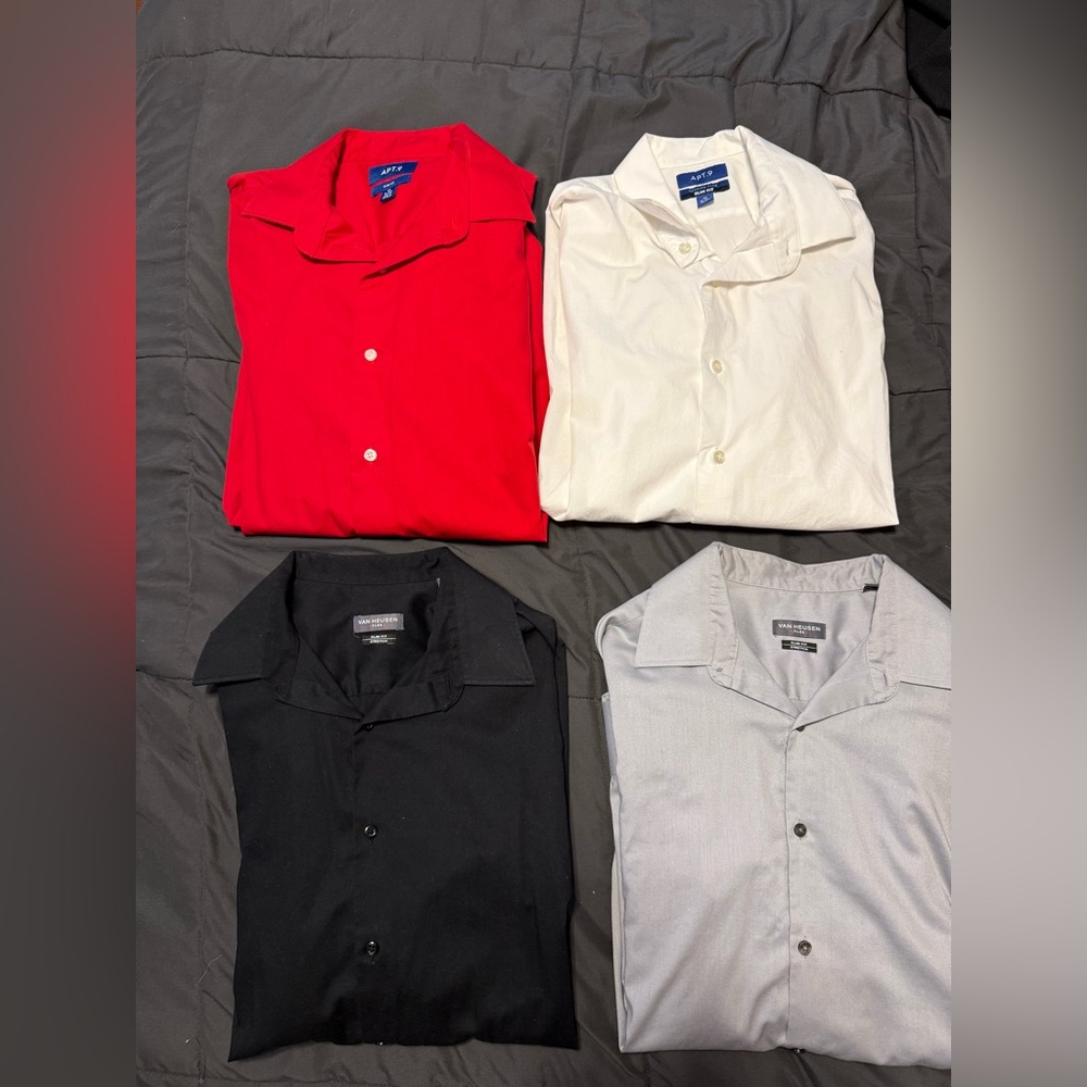 4 men’s button up dress shirts